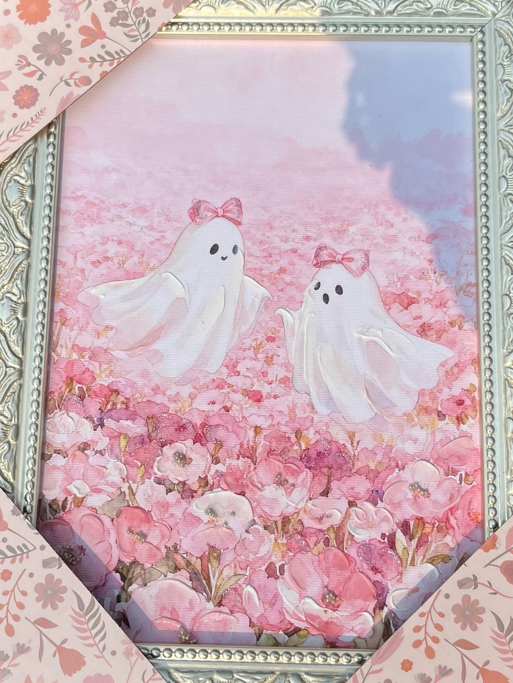 Pink Floral Ghosts Framed Art Print by